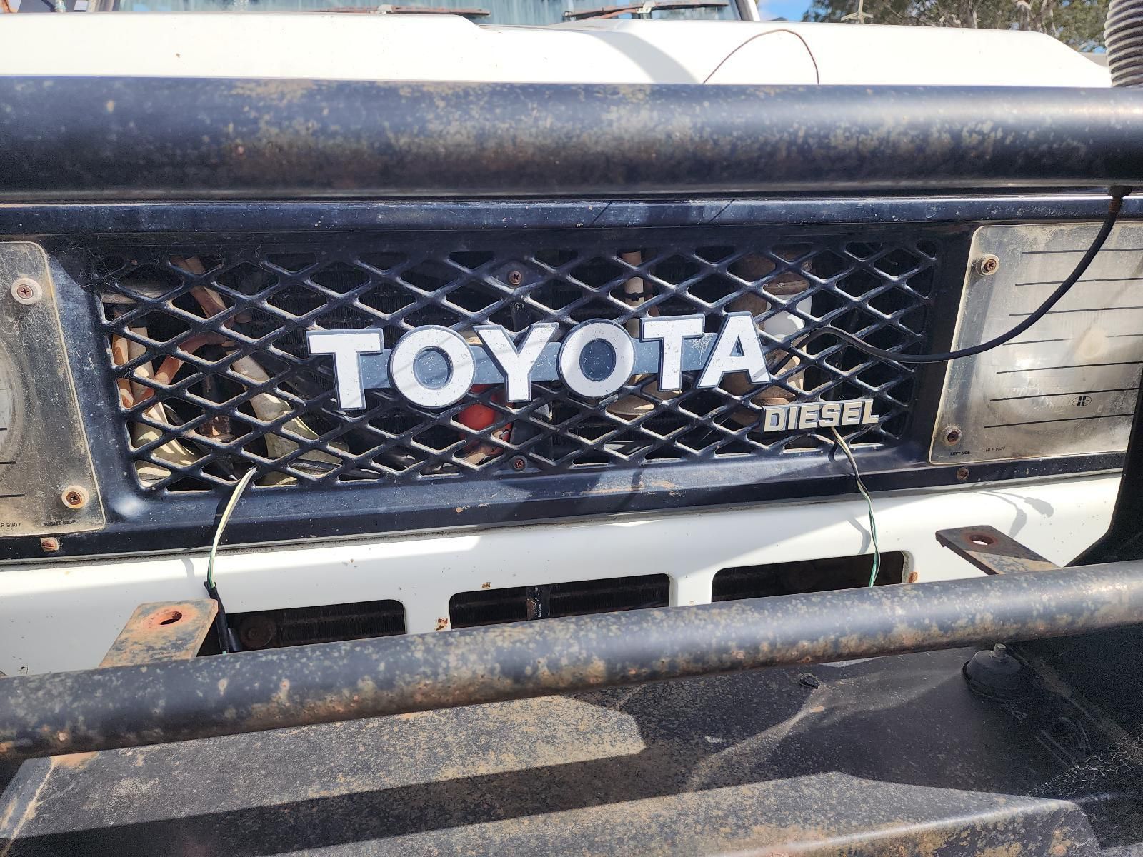 Front Grille of a White Toyota Pickup With a Black Mesh Guard — South West 4WD Wreckers In Harristown, QLD