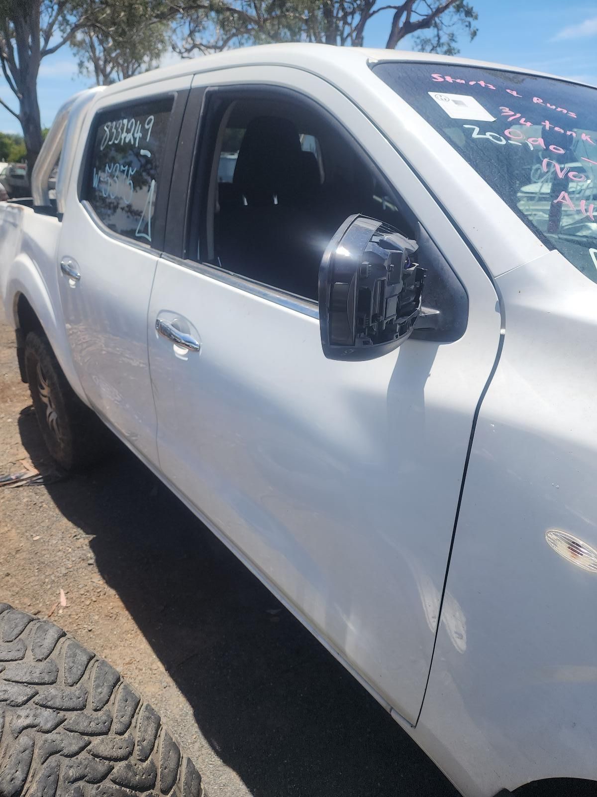 White Pickup Truck With Damaged Side Mirror — South West 4WD Wreckers In Harristown, QLD