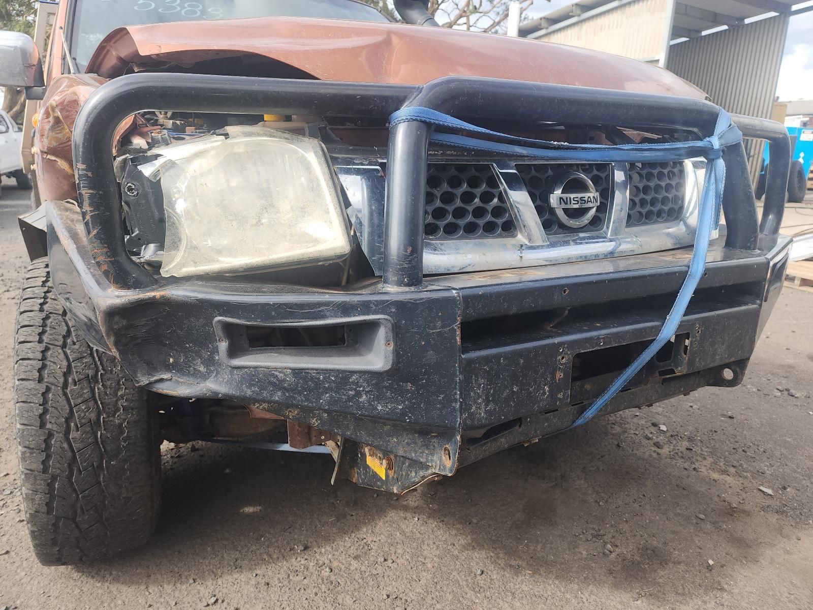 Damaged White Pickup Truck Front — South West 4WD Wreckers In Harristown, QLD