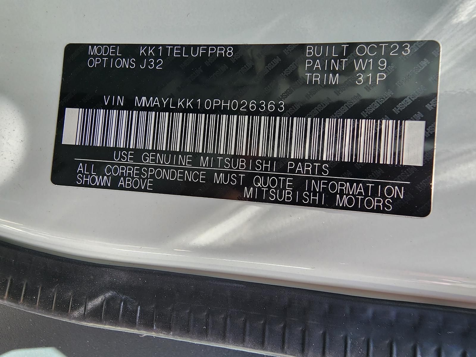 Close-up of a Black Vehicle Identification Label — South West 4WD Wreckers In Harristown, QLD
