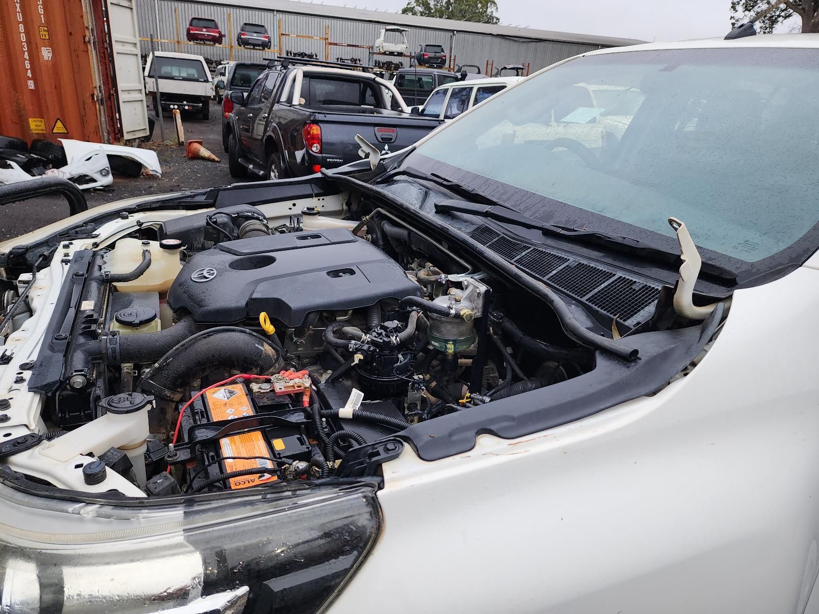 White Car With Hood Open, Showing Engine — South West 4WD Wreckers In Harristown, QLD