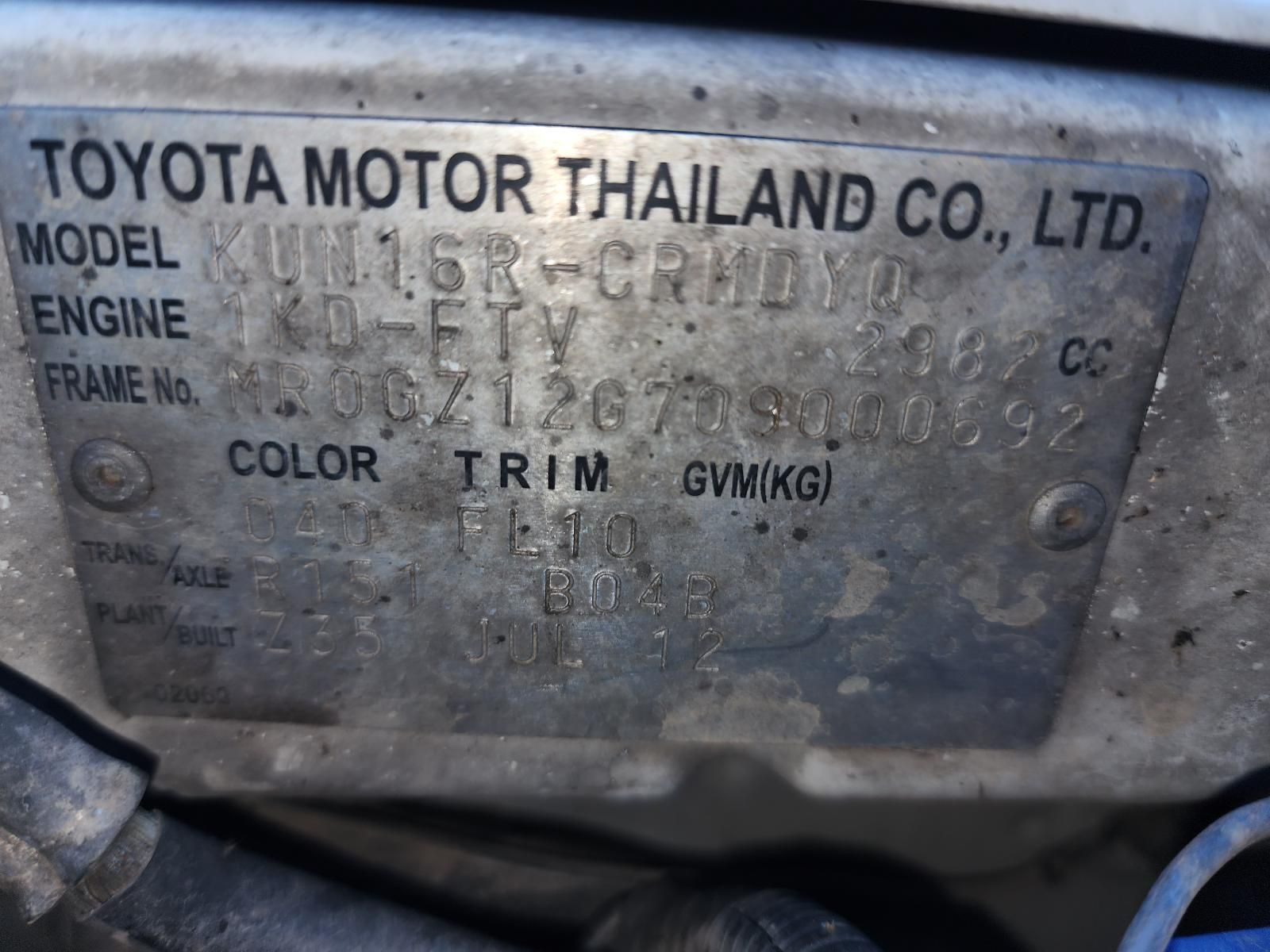 Close-up of a Toyota Motor Thailand Vehicle — South West 4WD Wreckers In Harristown, QLD