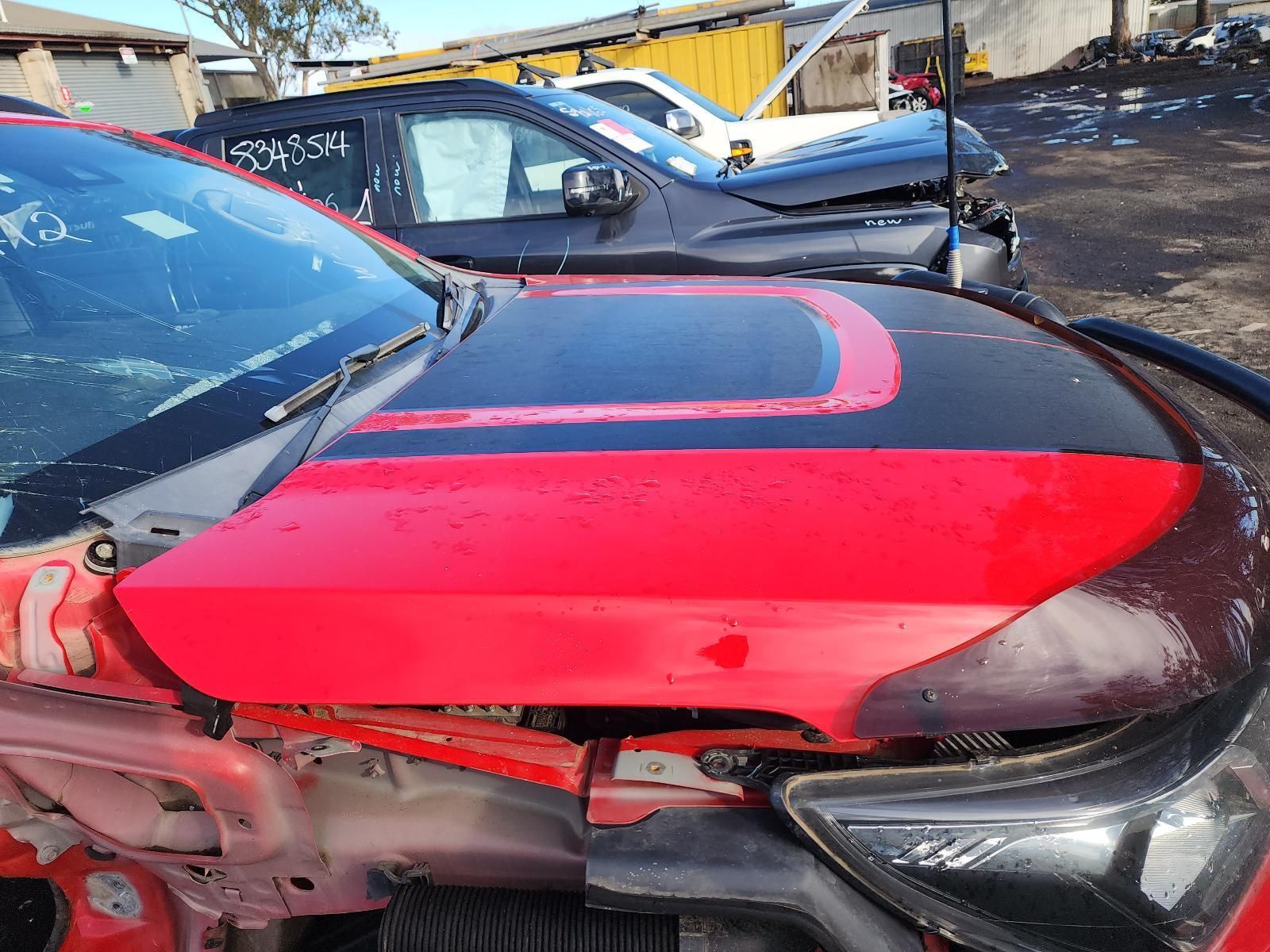 Damaged Red Car With a Broken Front Bumper — South West 4WD Wreckers In Harristown, QLD