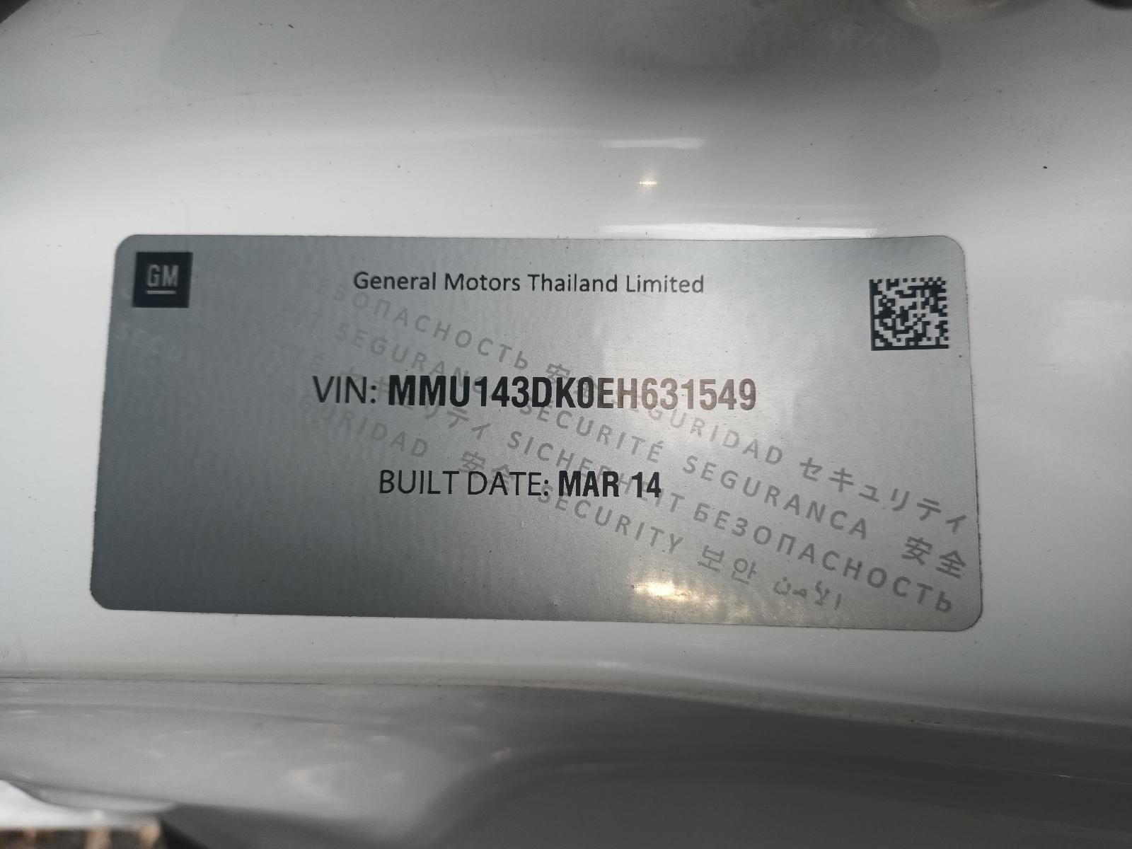 Vehicle Identification Label with Vin and Build Date on A Light-Colored Surface — South West 4WD Wreckers In Harristown, QLD
