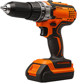 Orange and black cordless drill.