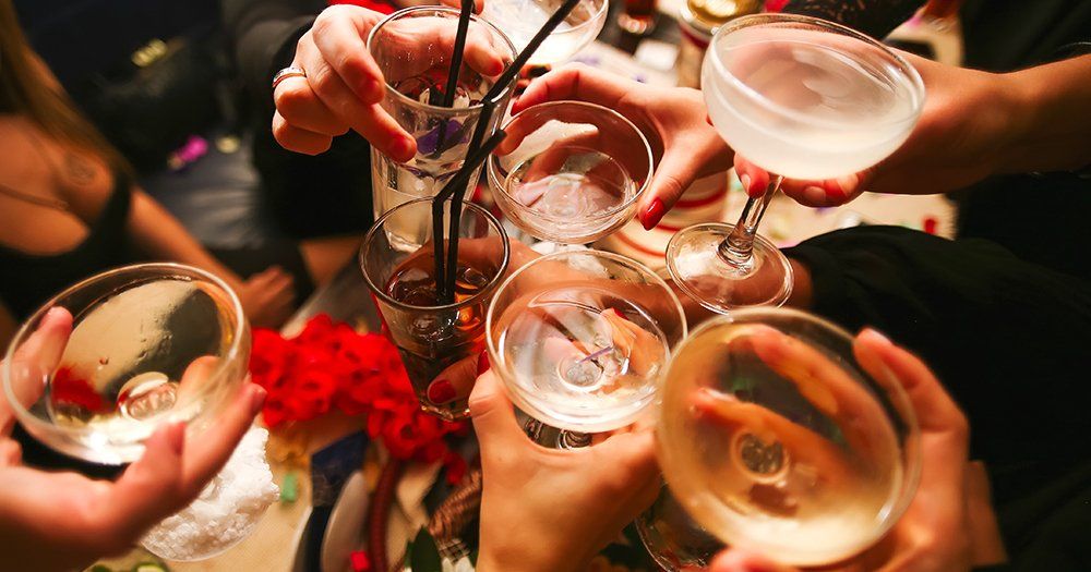 Toasting at a party 