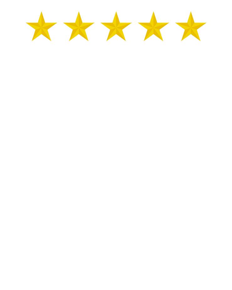 Five gold stars in a row, indicating a perfect rating.
