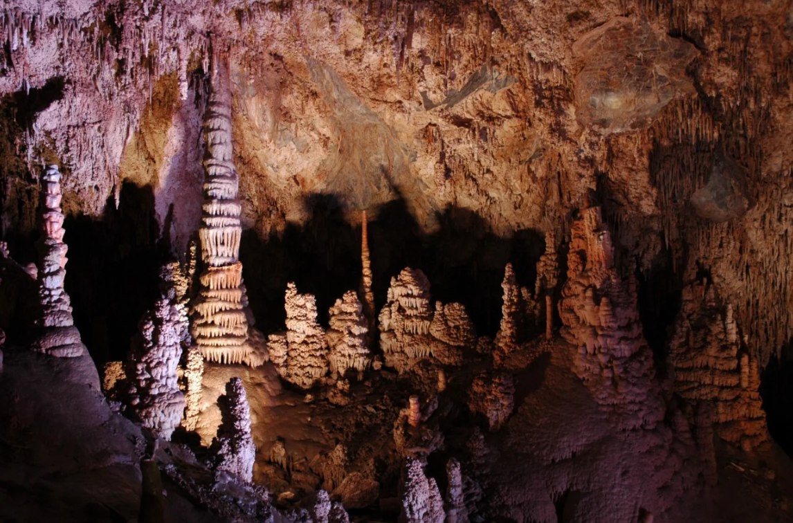 A cave with a lot of rocks in it