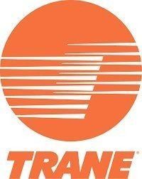 Trane logo: orange circle with white horizontal lines and the word “TRANE” below