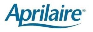 Aprilaire logo in blue with a teal wave underline