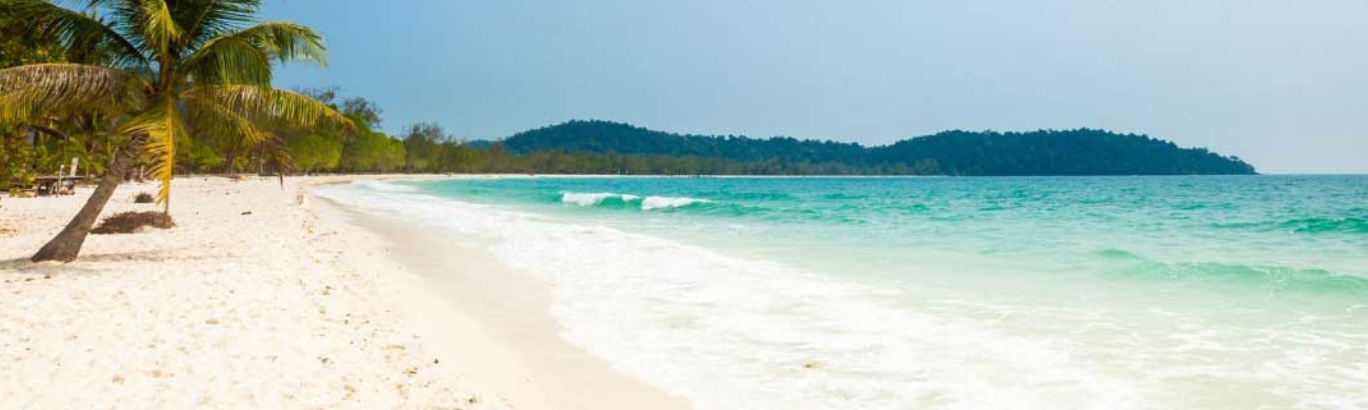 Sunset over the white-sand beach of Sihanoukville, Cambodia