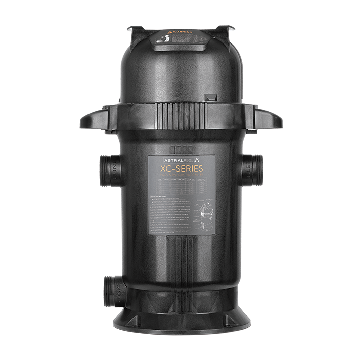 Black XC-Series pool cartridge filter.