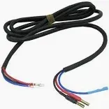 Black audio cable with red, blue, and black wires ending in connectors.