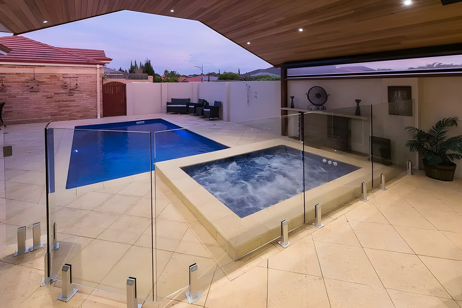 Outdoor Pool and Spa with Fibreglass Safety Fence