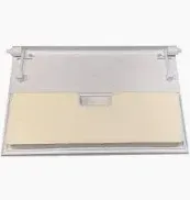 White aquarium top with a light-colored filter and hinged flap.
