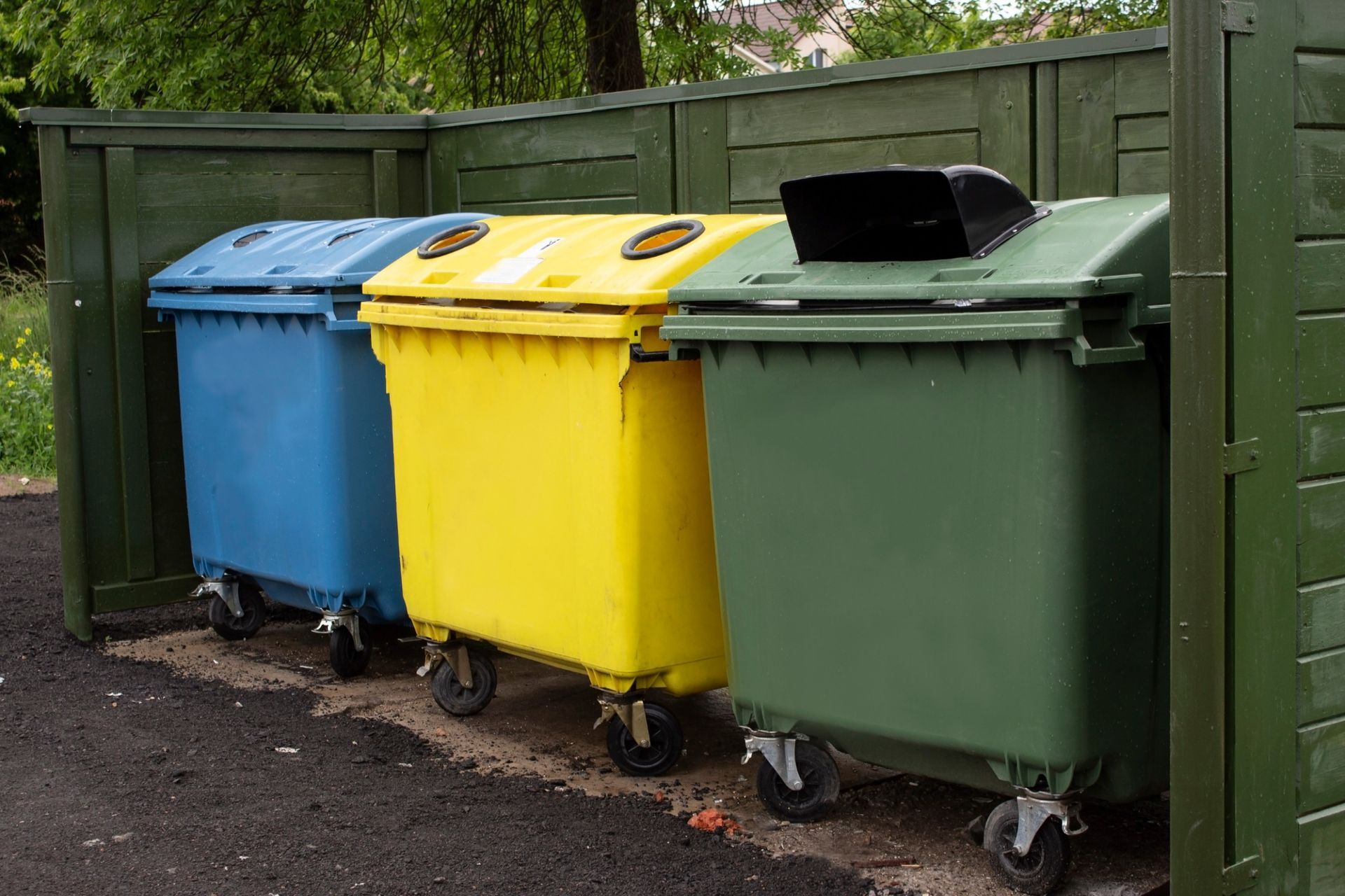 dirty trash bins