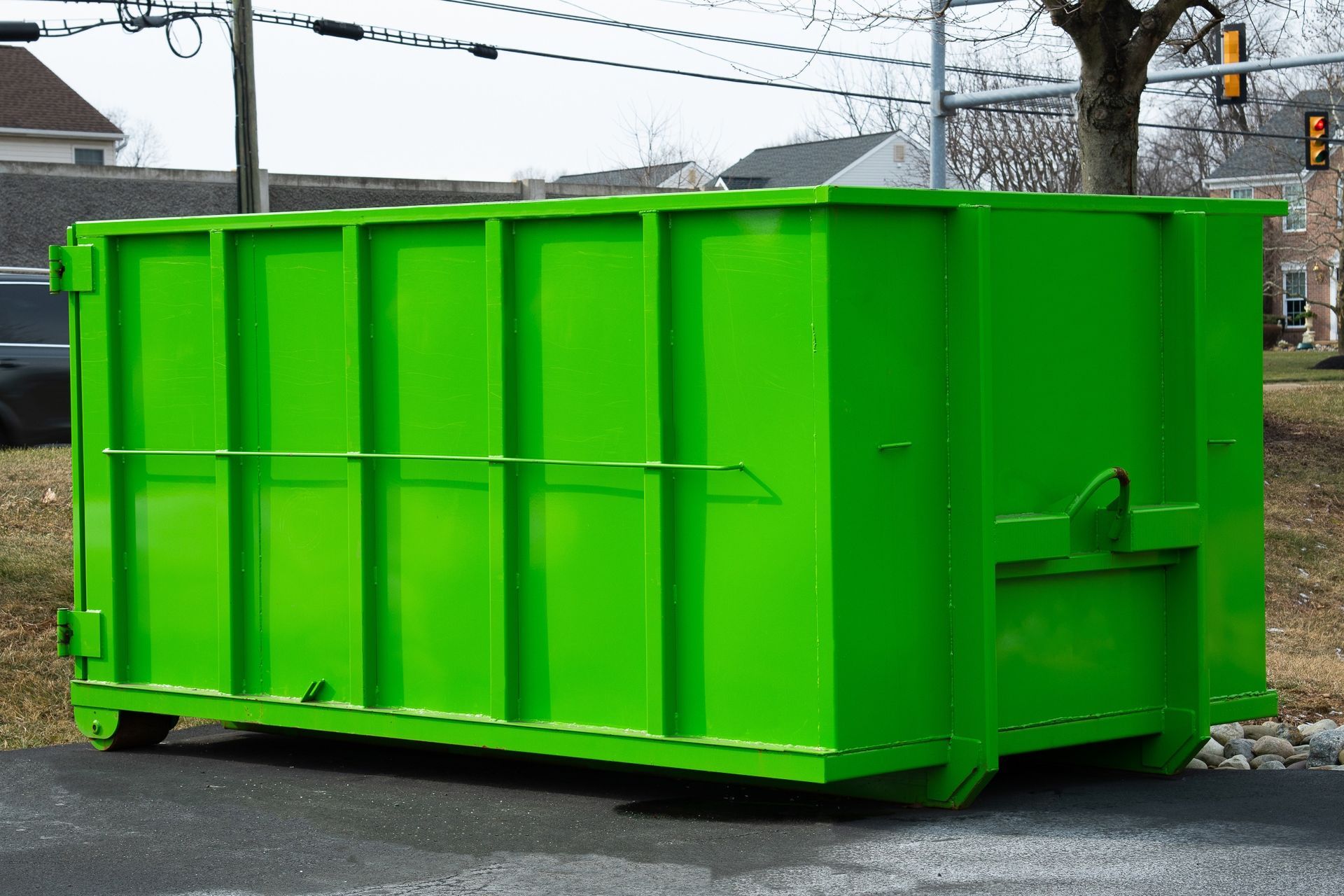 dirty commercial dumpster