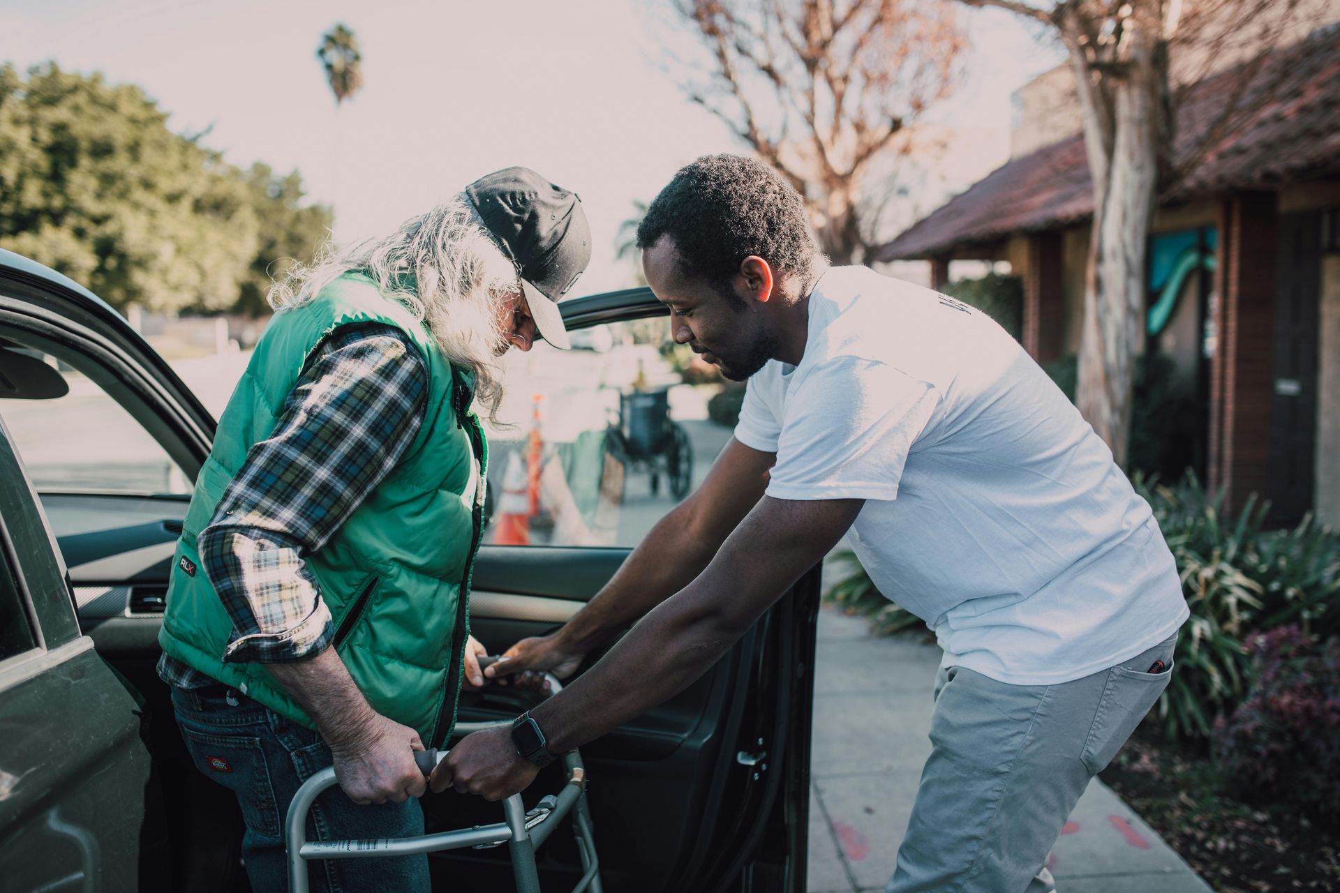 Delivery of medical equipment to a man