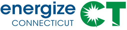 The logo for energize connecticut is green and blue