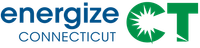 The logo for energize connecticut is green and blue