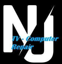Logo for NJ TV-COMPUTER REPAIR in white text on a black rectangle.