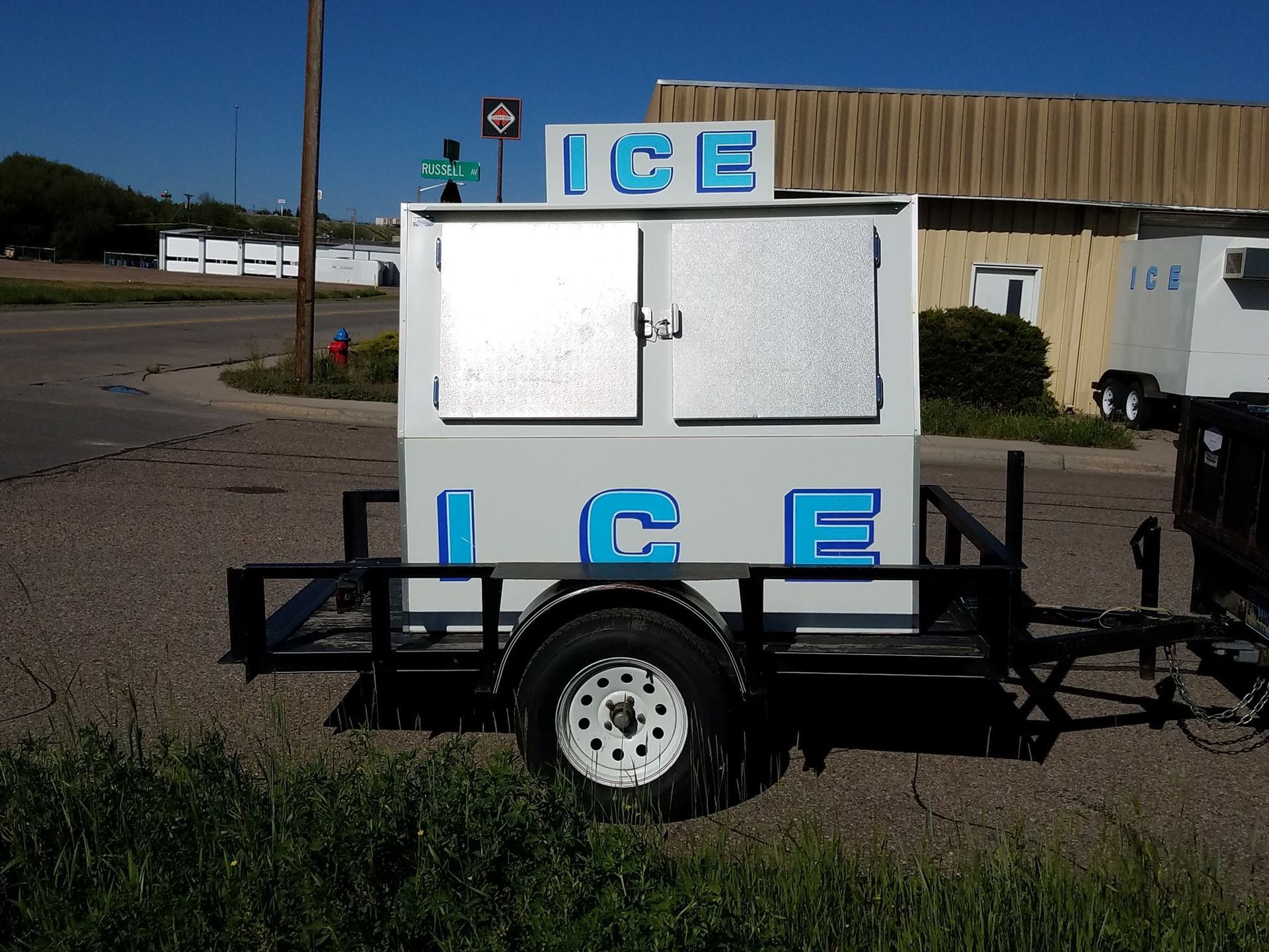 Ice vending machine on a trailer with