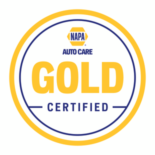 NAPA Auto Care Gold Certified badge in blue and gold circular design
