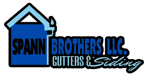 Spann Brothers LLC Gutters & Siding Logo for Spann Brothers LLC: blue house shape, black text