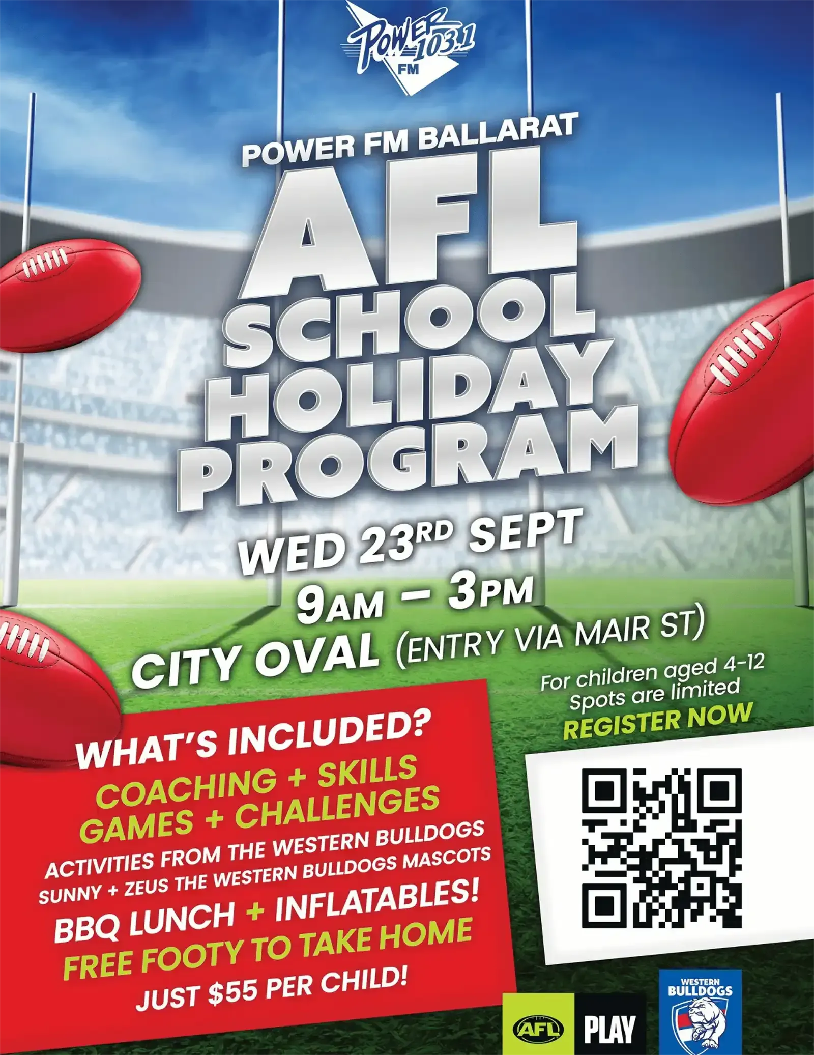 Power FM School Holiday Program at North Ballarat FNC - 23rd September 2026