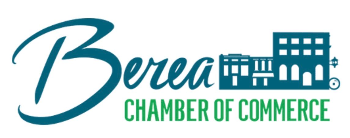 Berea Chamber of Commerce logo in teal and green with building icon.