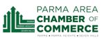 Parma Area Chamber of Commerce logo with green stylized skyline and “Parma, Parma Heights, Seven Hills” text