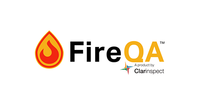 Logo for Fire QA, a product by Clarinsect; features a flame icon and the product name in black and yellow.