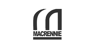 Logo for Macrennie. Dark grey 