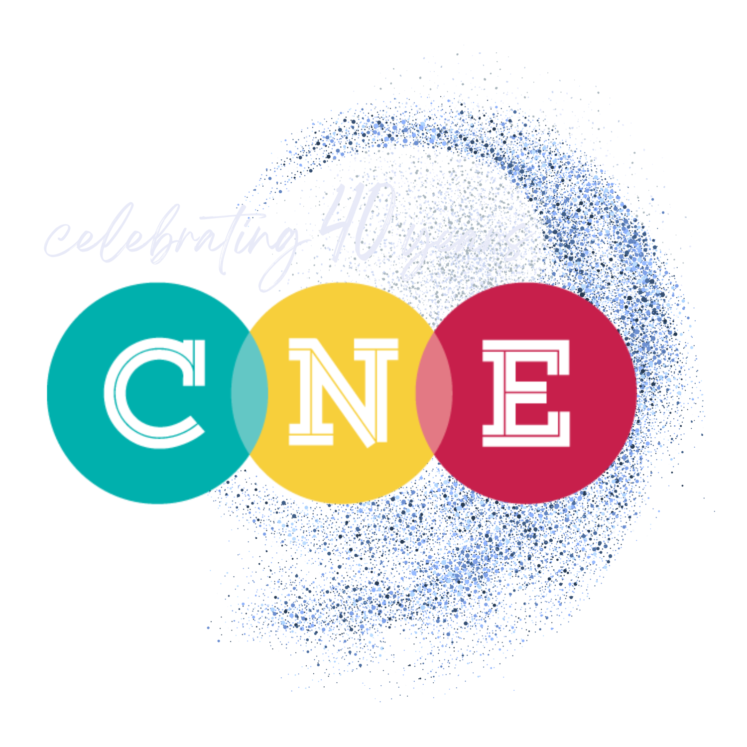Logo with teal, yellow, and red overlapping circles, each with a white letter spelling