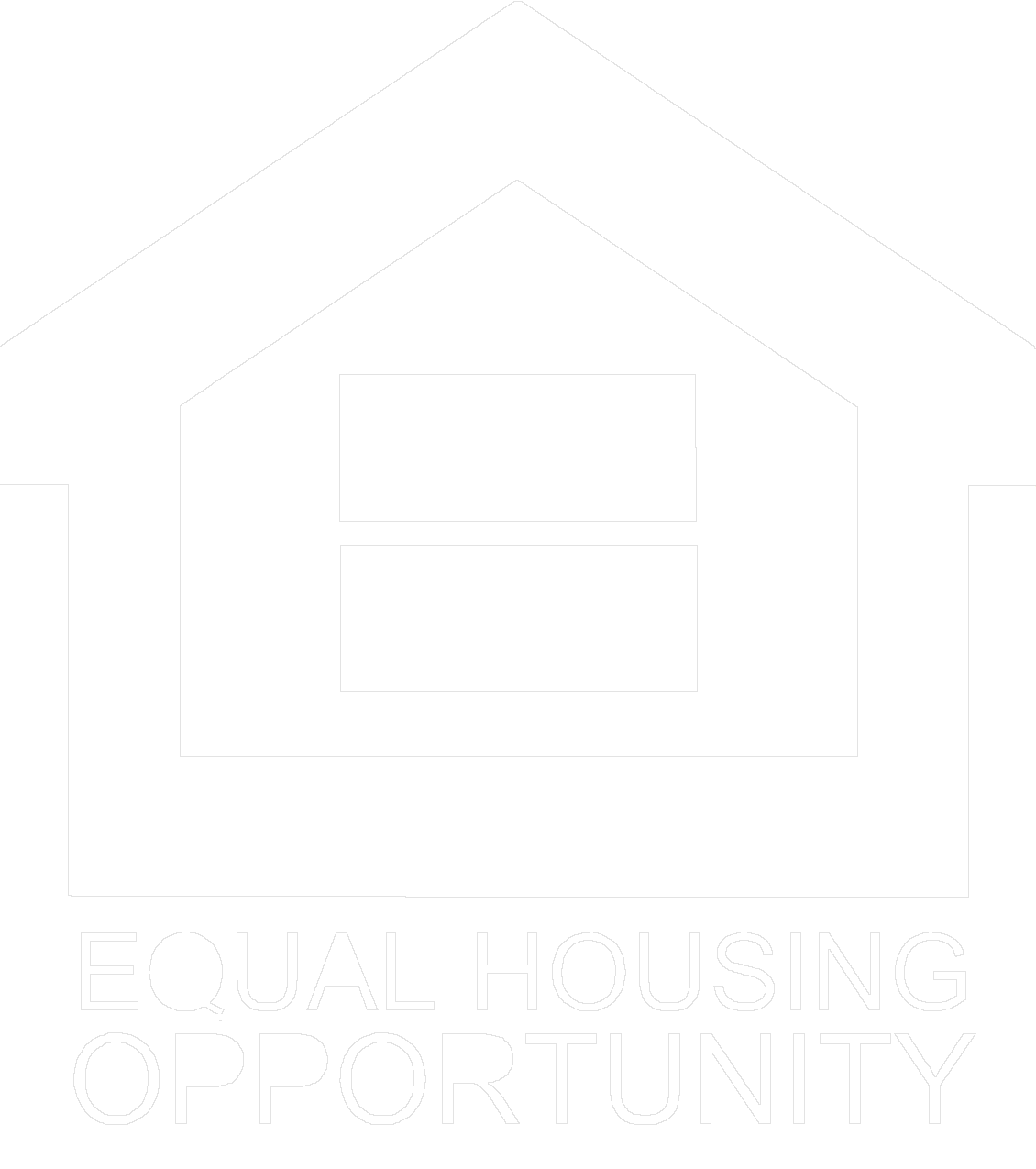 Equal Housing Opportunity symbol: white house outline with text below.