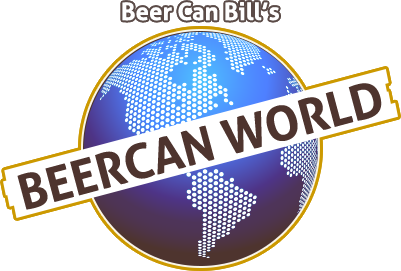 Beer Can Bill’s logo: a blue globe with a slanted white banner reading “BEERCAN WORLD”