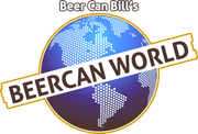 Beer Can Bill's logo with a blue globe and diagonal BEERCAN WORLD banner