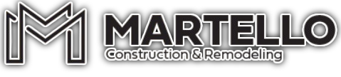 Martello Construction & Remodeling logo with a stylized silver &ldquo;M&rdquo; and black-gray text on a white background