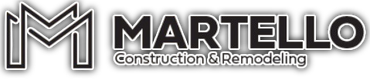 Martello Construction & Remodeling logo with a stylized silver &ldquo;M&rdquo; and black-gray text on a white background