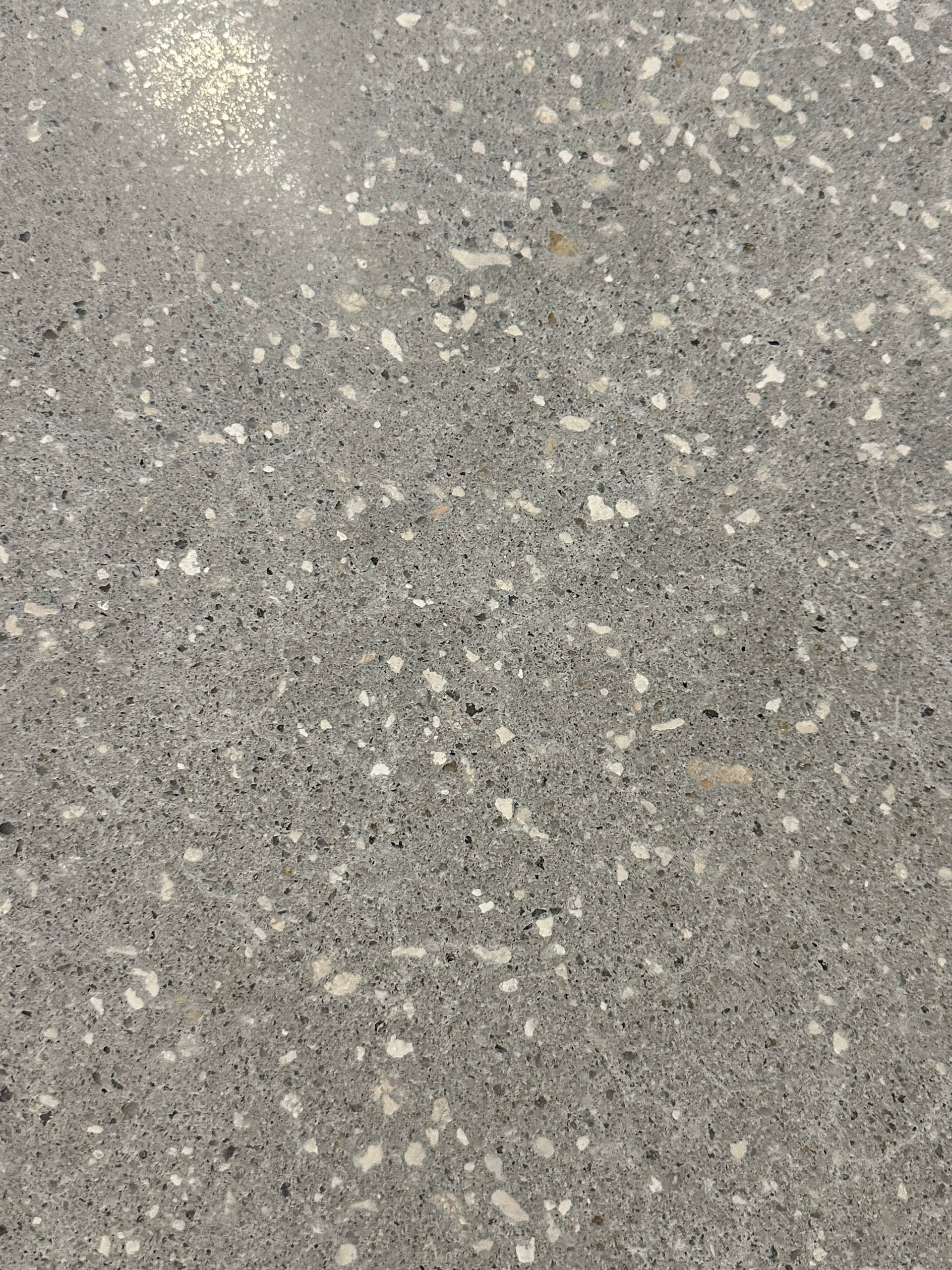 Close-up of speckled gray stone or concrete surface with white flecks