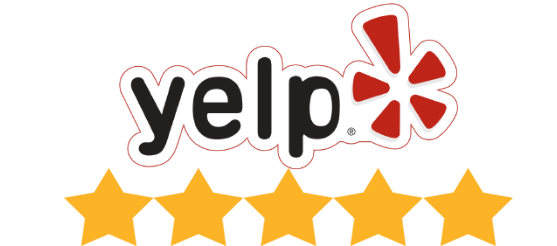 A yelp logo with five stars on it