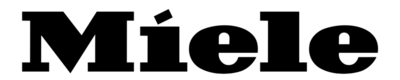 Miele logo in black, bold font with an acute accent over the 