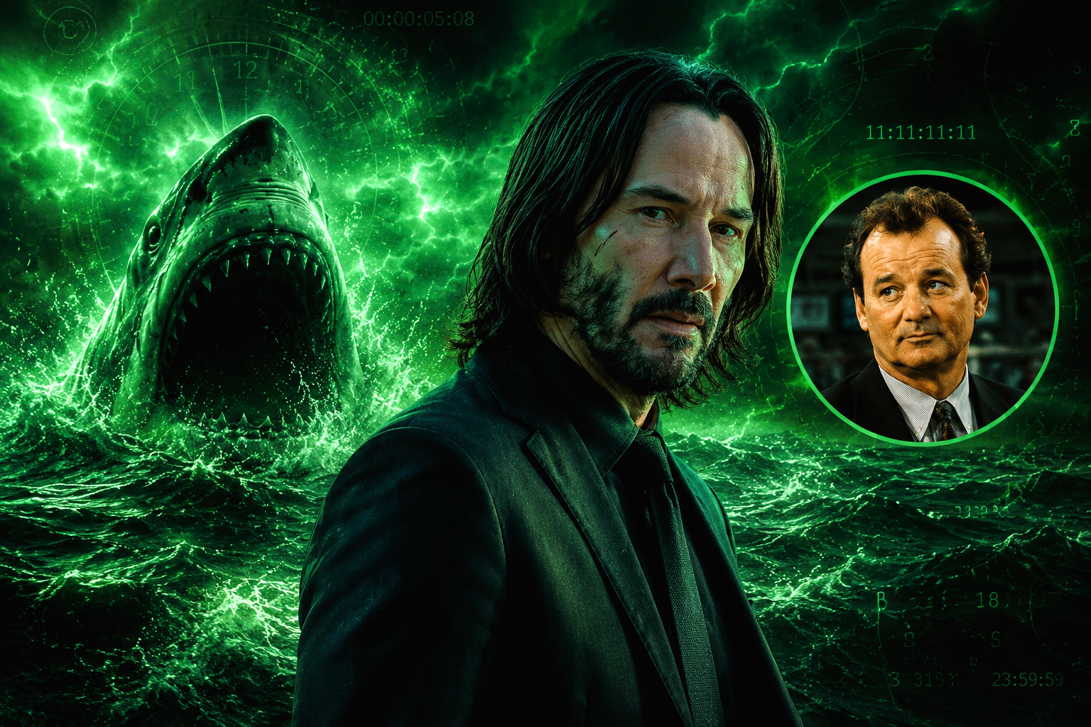 Keanu Reeves stands before a giant shark as Shiver faces the challenge of turning an ambitious concept into a great film.