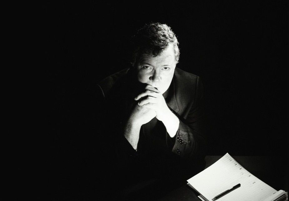 William Shatner in a contemplative black-and-white portrait, reflecting the curiosity and creativity that have shaped his career.