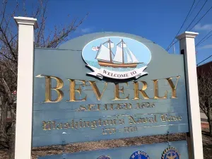 A beverly sign with a sailboat on it