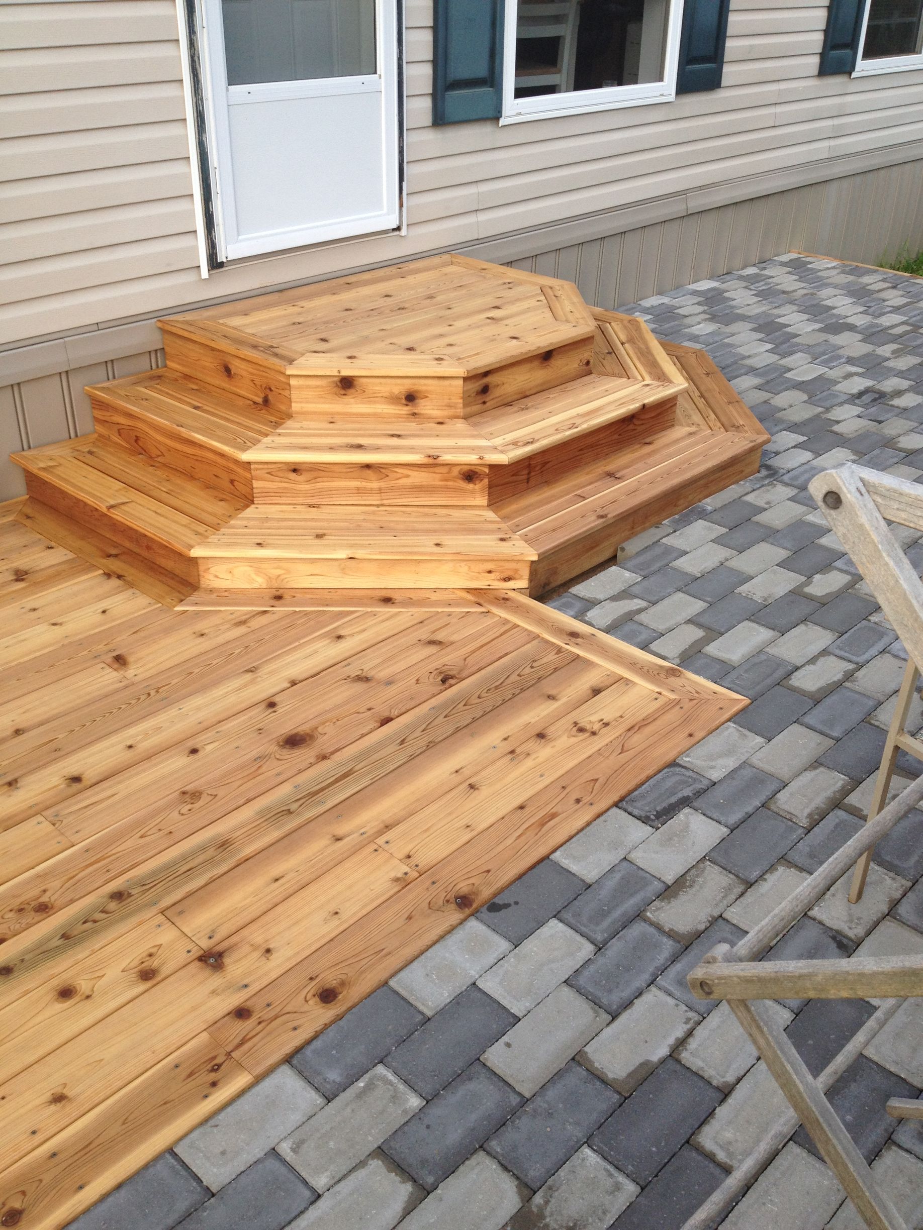 Custom wooden stoop and patio