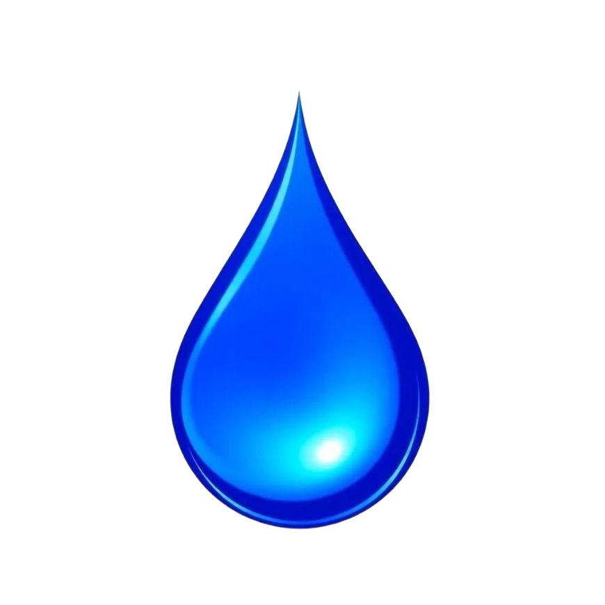 Logo con icona a forma di goccia d'acqua blu e scritta 