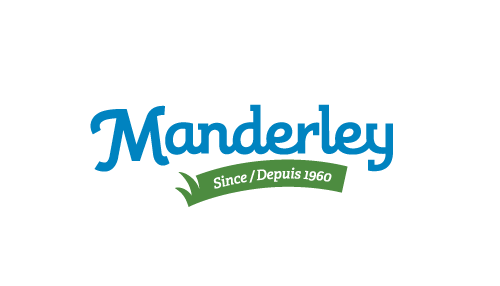 Le logo Manderley est bleu et vert sur fond blanc.