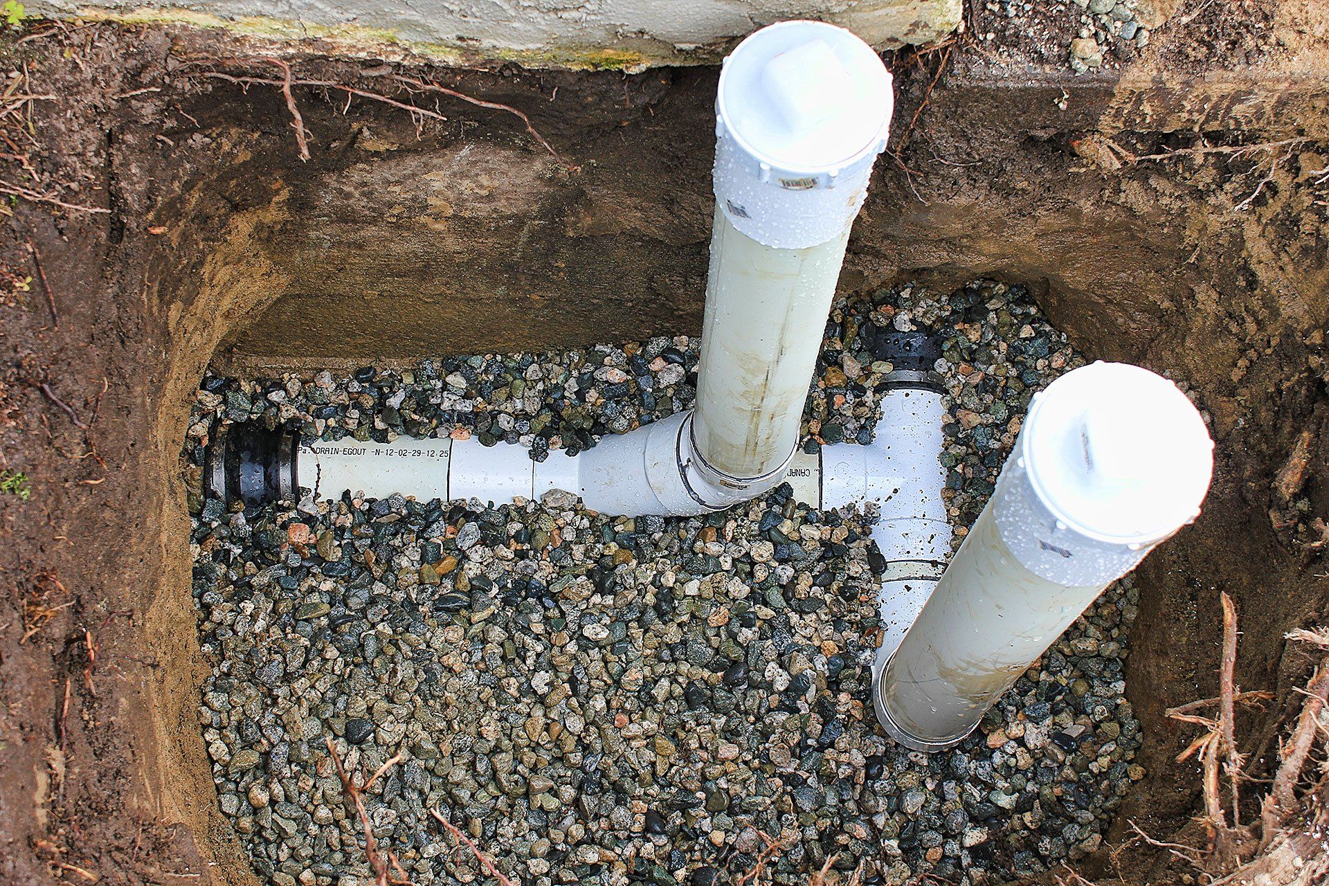 A  repaired section of perimeter drains