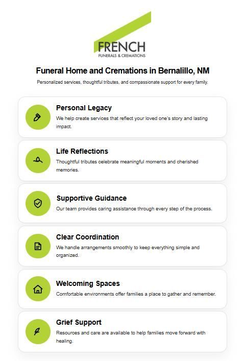 Infographic funeral home and cremations Bernalillo, NM services
